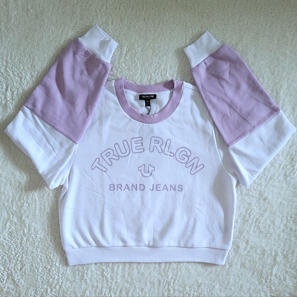 True Religion🙏 Color Block Shrunken Sweatshirt -  NWT
